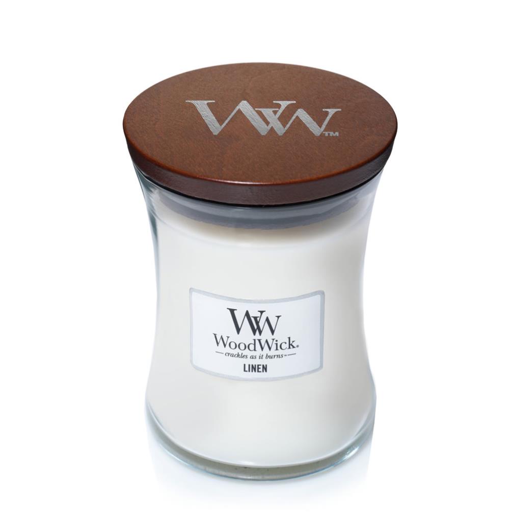 WoodWick Linen Medium Hourglass Candle Extra Image 1